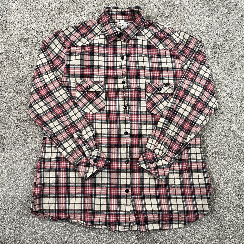 Matchstick Argus Flannel XL Plaid Western Button‎ Shirt Red Check Casual Soft